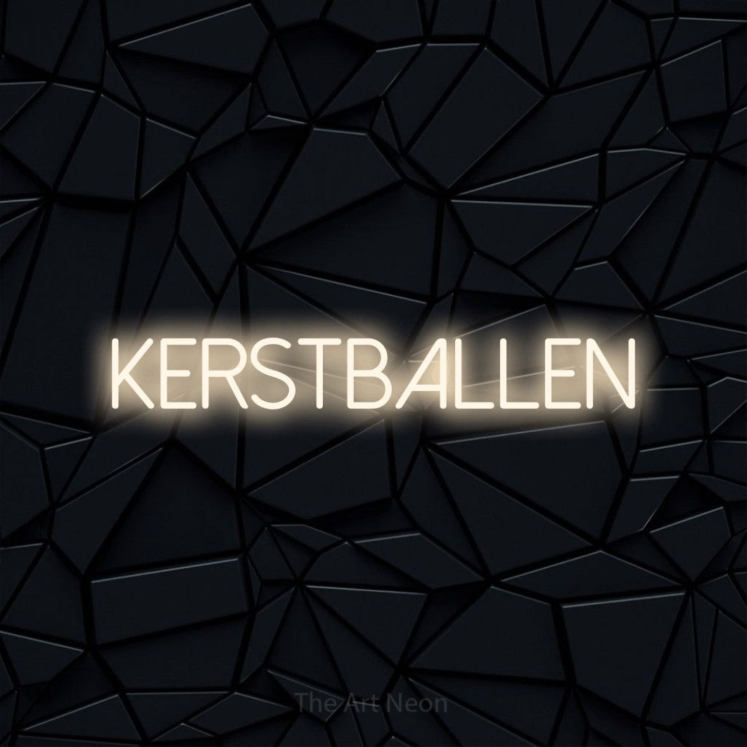 LED neon sign reading “Kerstballen”, arranged in a single line.