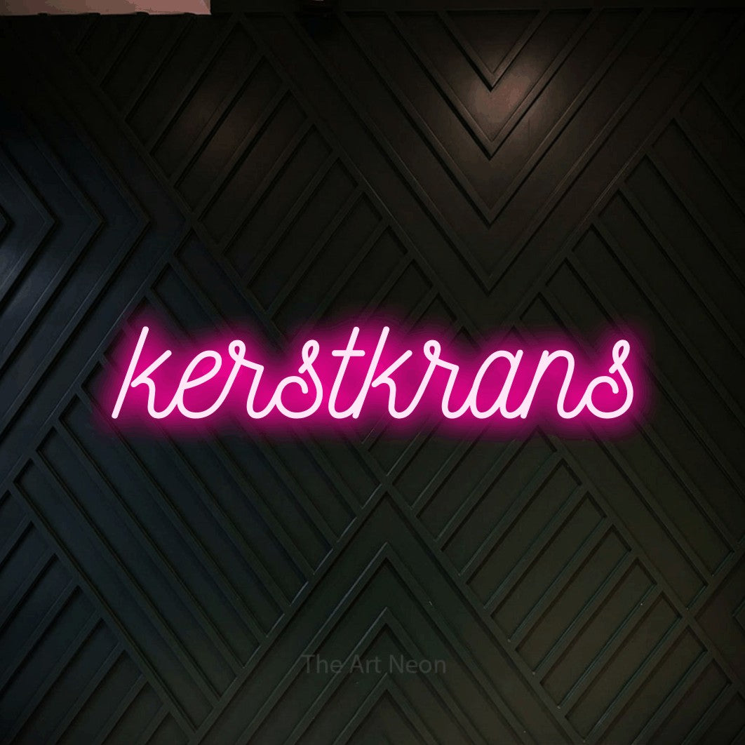 LED neon sign reading “kerstkrans”, arranged in a single line.