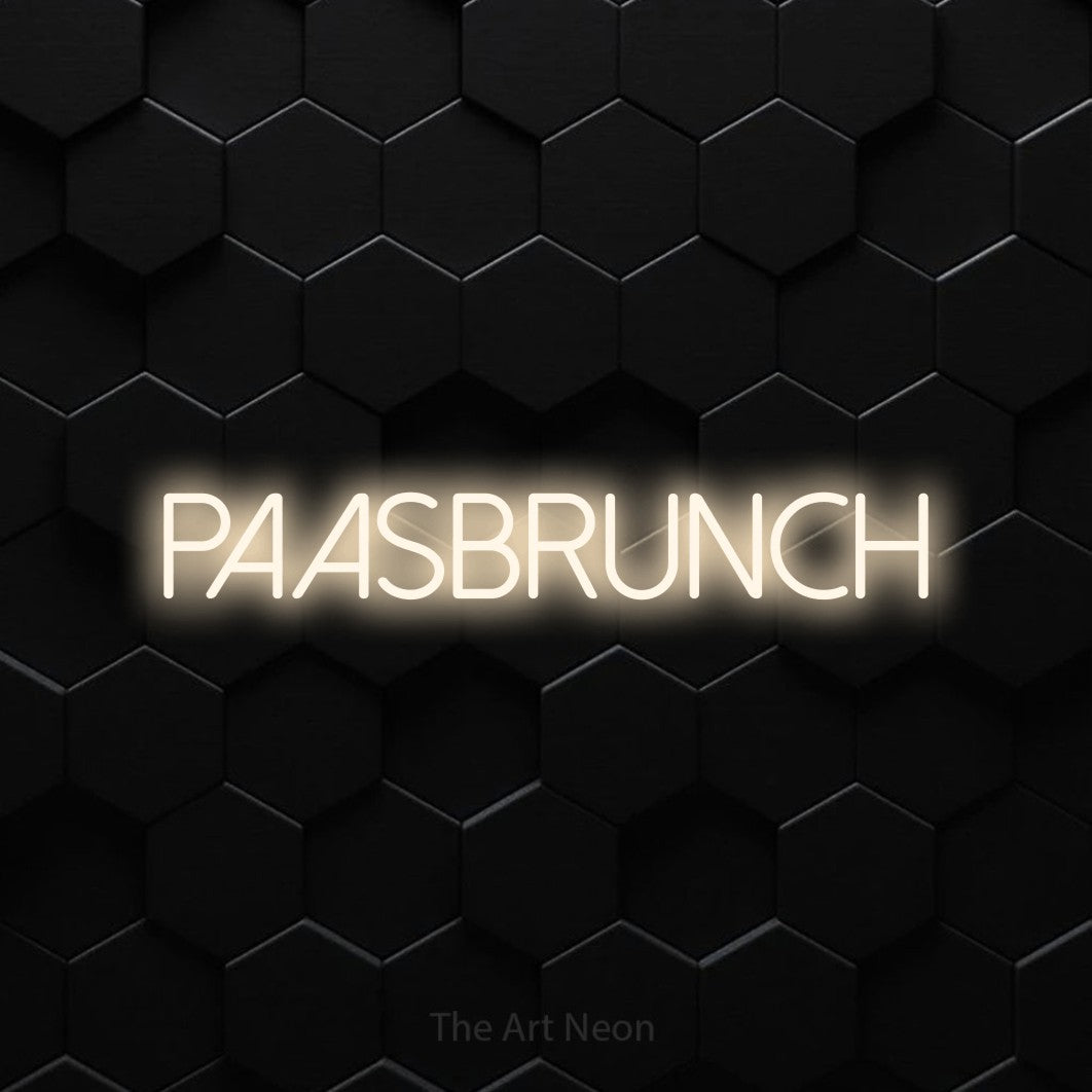 LED neon sign reading “PAASBRUNCH”, arranged in a single line.