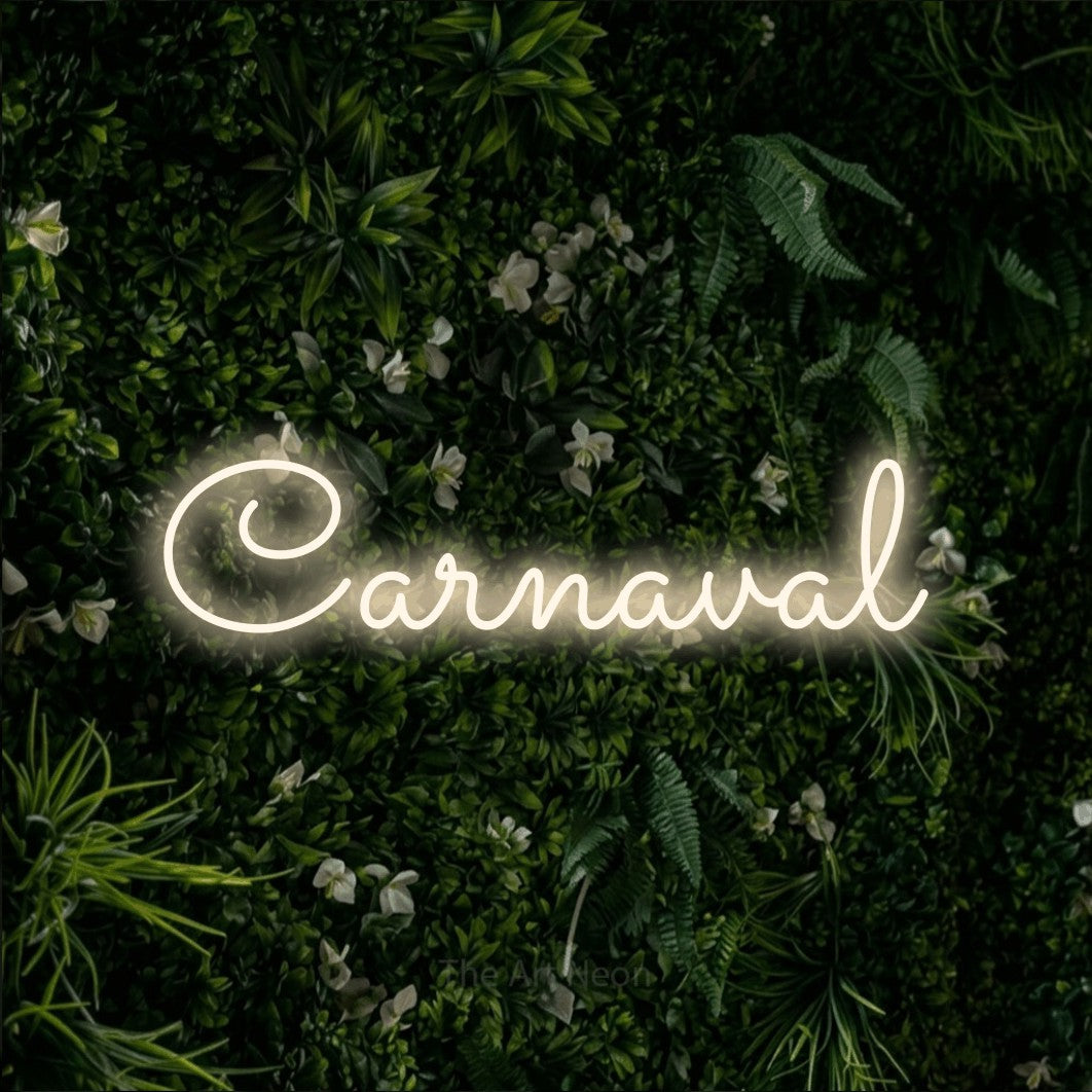 LED neon sign reading “Carnaval”, arranged in a single line.
