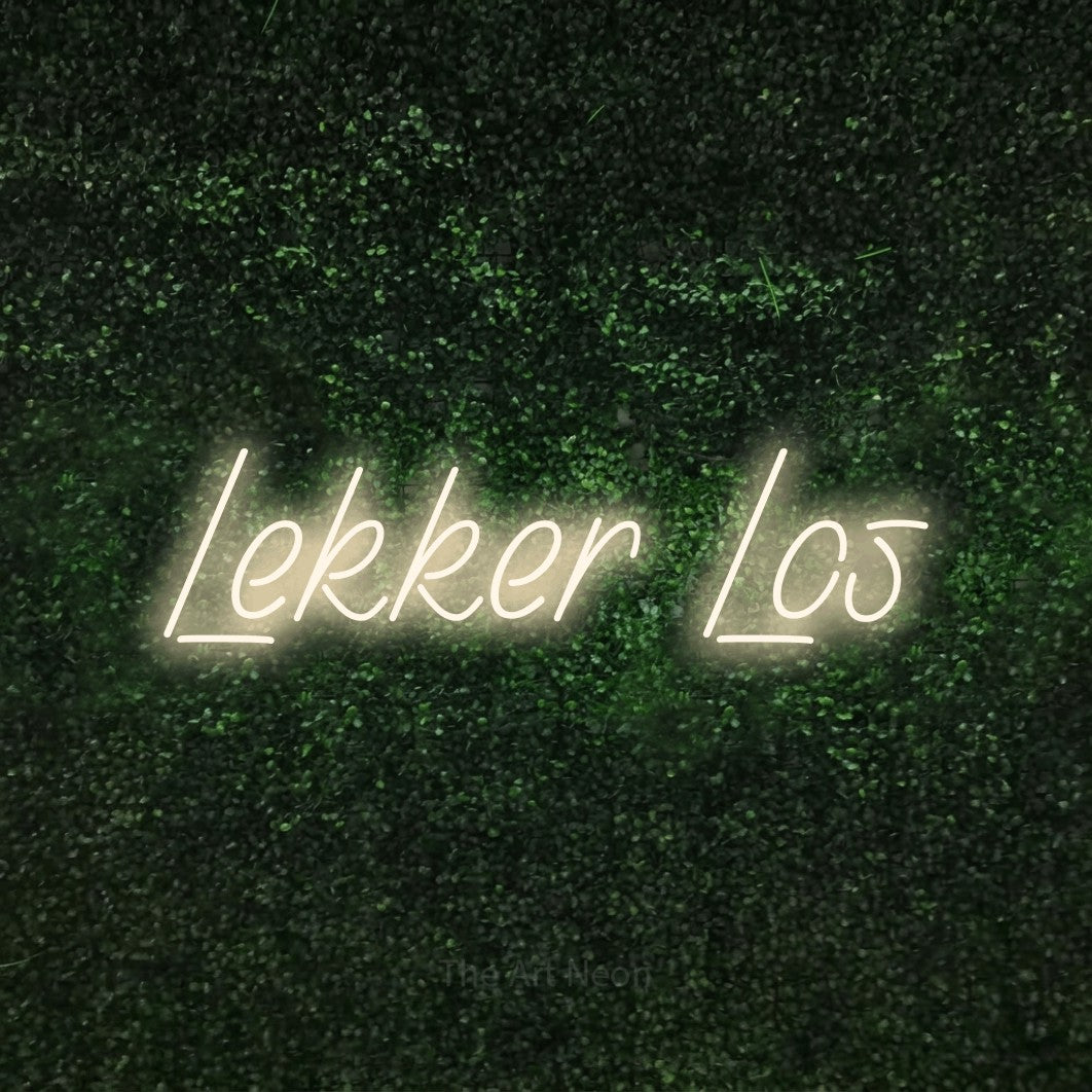 LED neon sign reading “Lekker Los”, arranged in a single line.