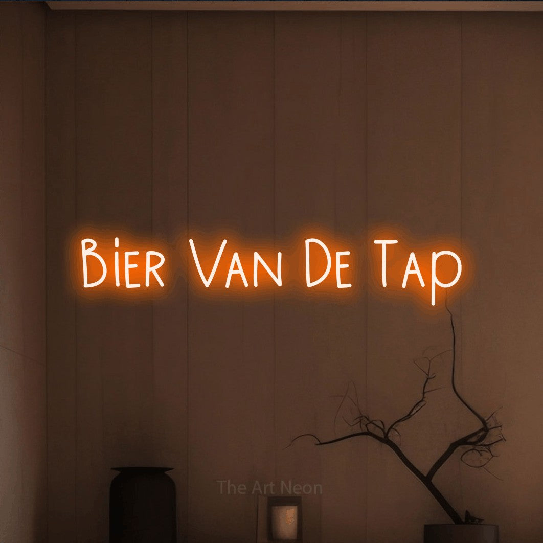 LED neon sign reading “Bier Van De Tap”, arranged in a single line.