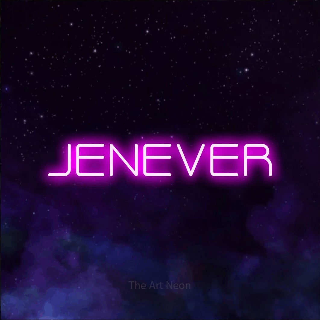 LED neon sign reading “JENEVER”, arranged in a single line.