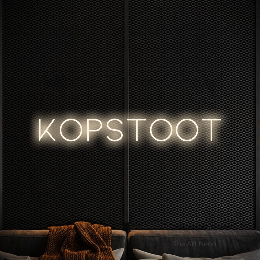 LED neon sign reading “Kopstoot”, arranged in a single line.
