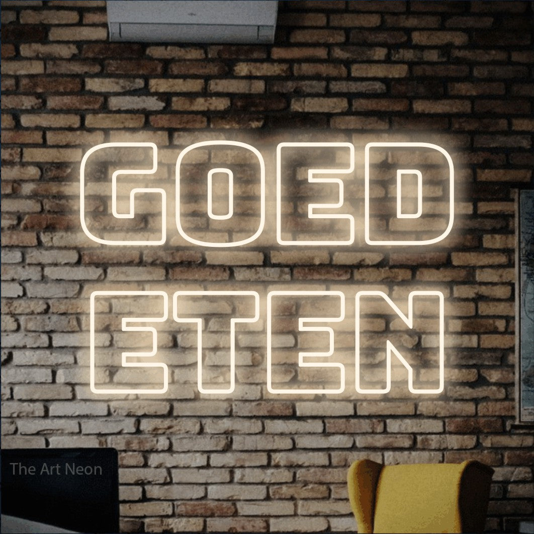 LED neon sign reading “GOED ETEN”, arranged in 2 lines.