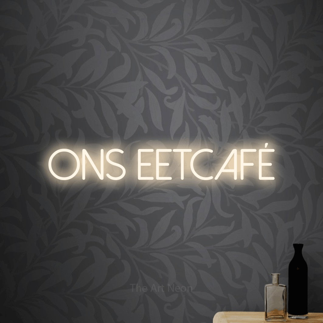 LED neon sign reading “ONS eetcafé”, arranged in a single line.