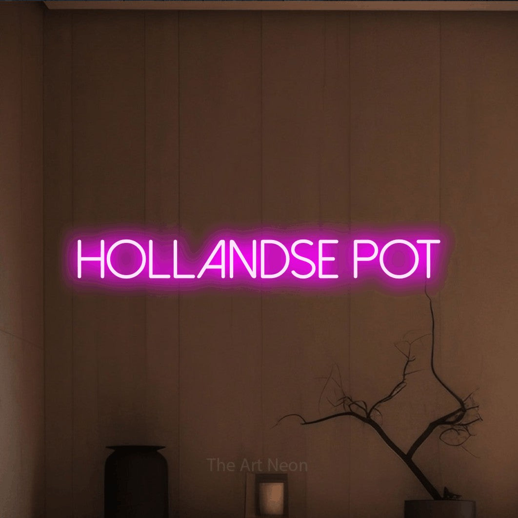 LED neon sign reading “HOLLANDSE POT”, arranged in a single line.