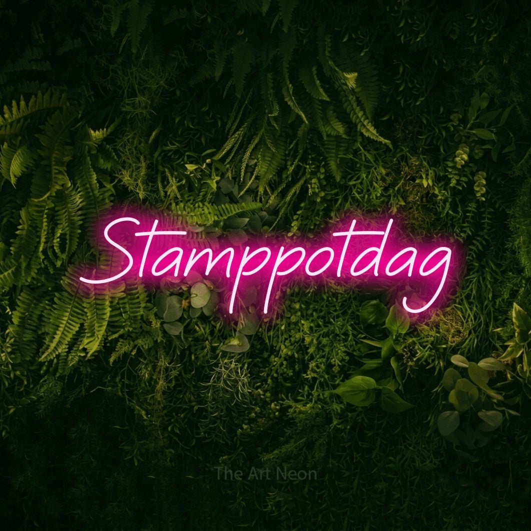 LED neon sign reading “Stamppotdag”, arranged in a single line.
