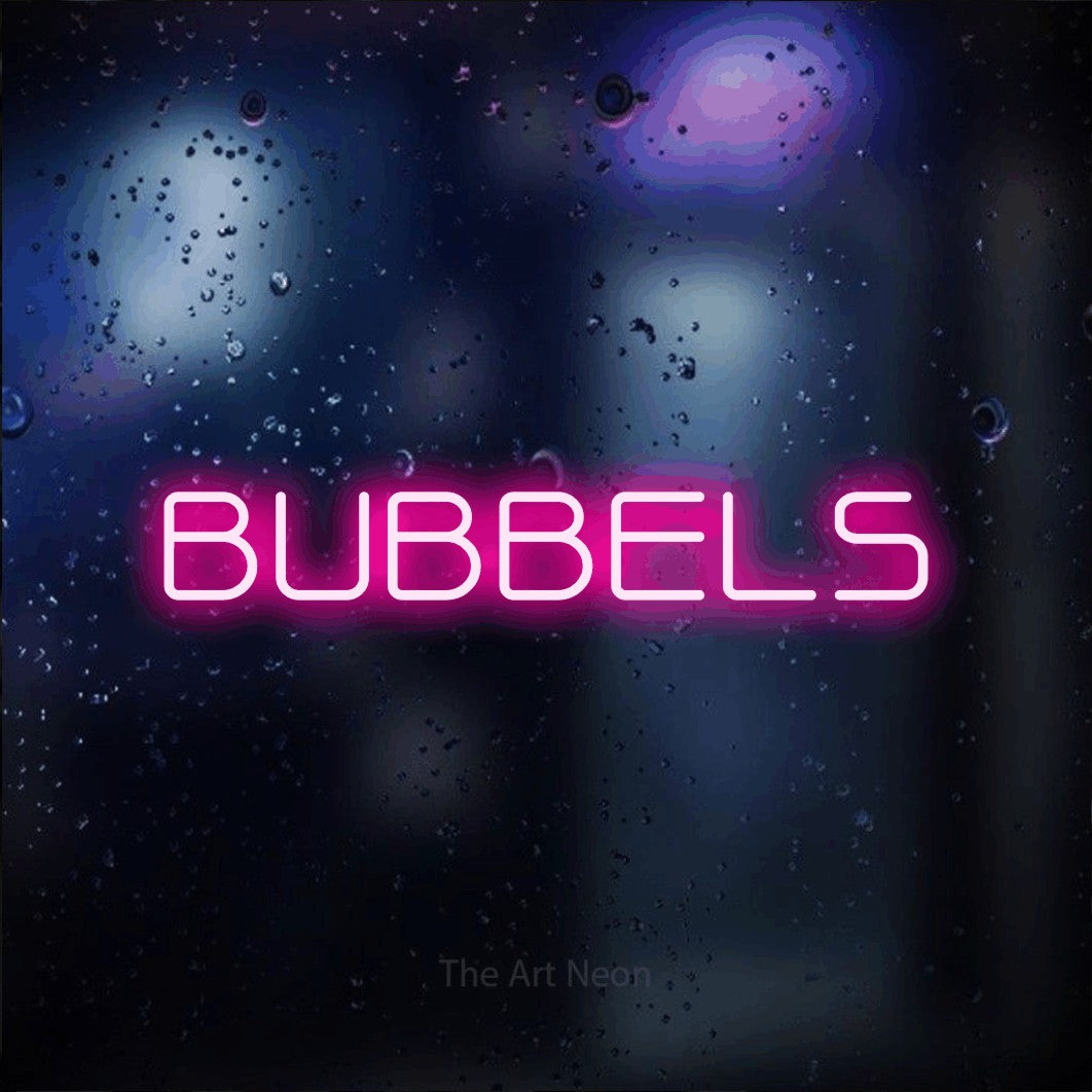 LED neon sign reading “BUBBELS”, arranged in a single line.