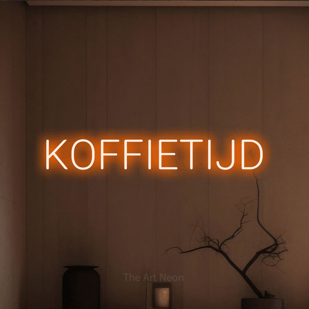 LED neon sign reading “KOFFIETIJD”, arranged in a single line.