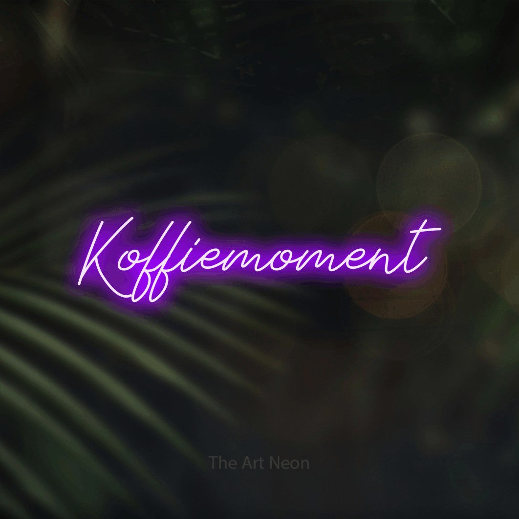 LED neon sign reading “Koffiemoment”, arranged in a single line.