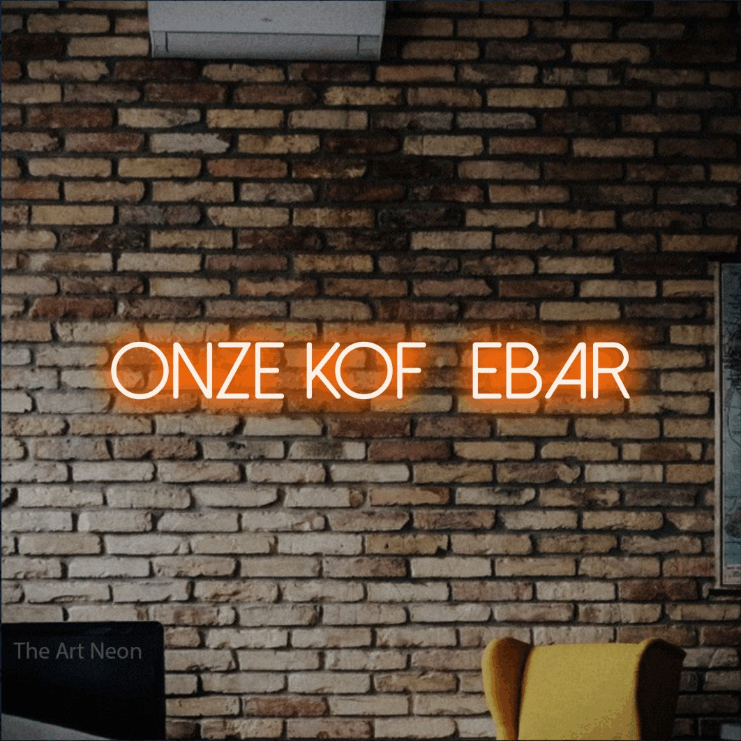 LED neon sign reading “Onze Koffiebar”, arranged in a single line.