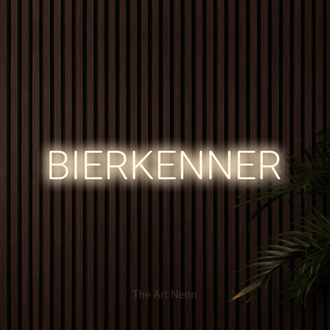 LED neon sign reading “BIERKENNER”, arranged in a single line.