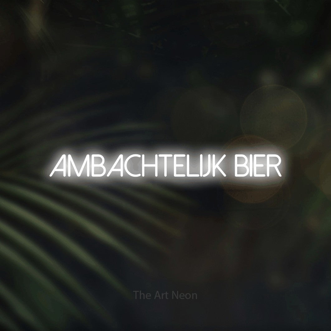 LED neon sign reading “Ambachtelijk Bier”, arranged in a single line.