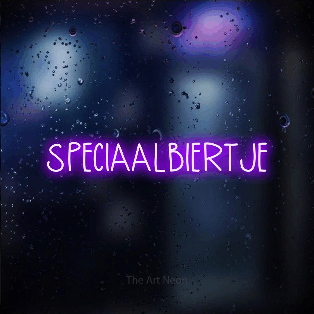 LED neon sign reading “SPECIAALBIERTJE”, arranged in a single line.