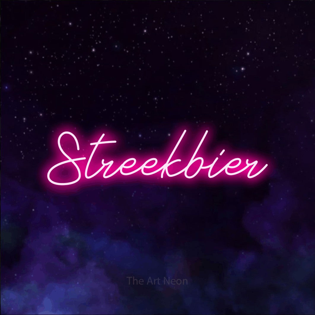 LED neon sign reading “Streekbier”, arranged in a single line.