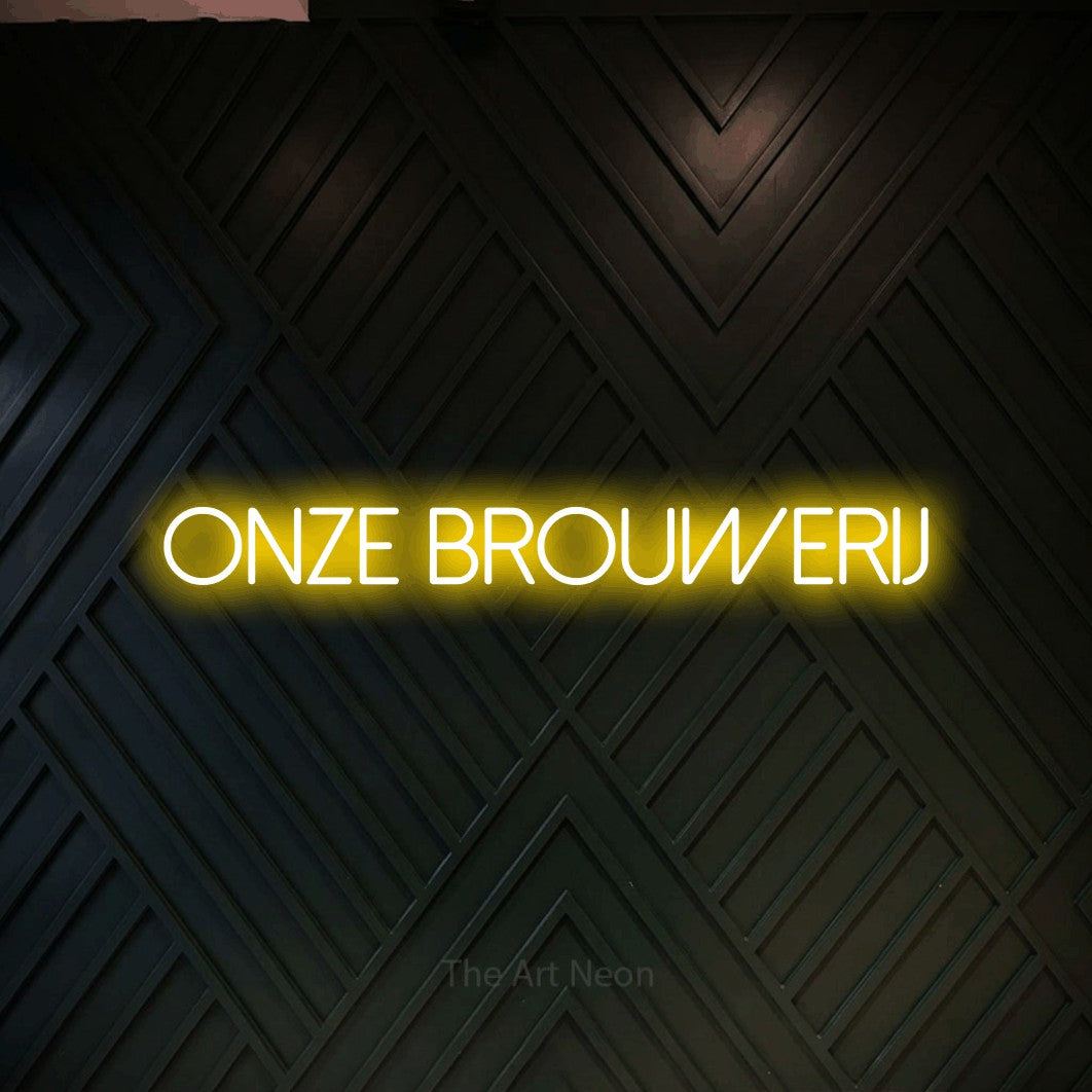 LED neon sign reading “ONZE BROUWERIJ”, arranged in a single line.