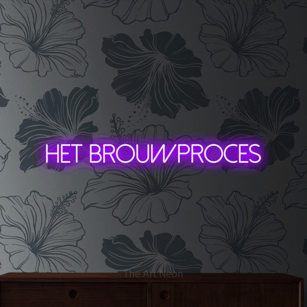 LED neon sign reading “Het Brouwproces”, arranged in a single line.