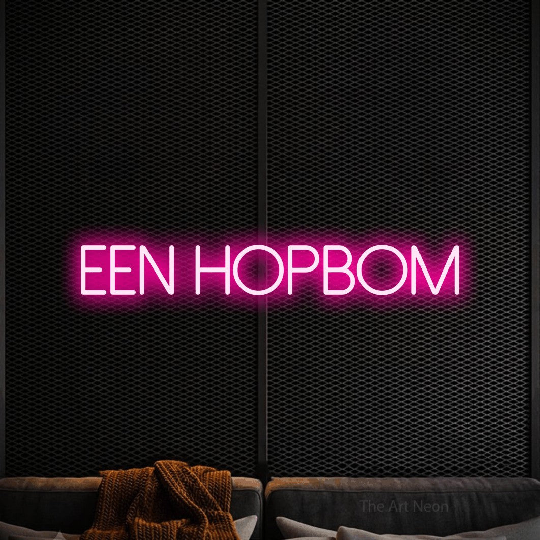 LED neon sign reading “Een hopbom”, arranged in a single line.