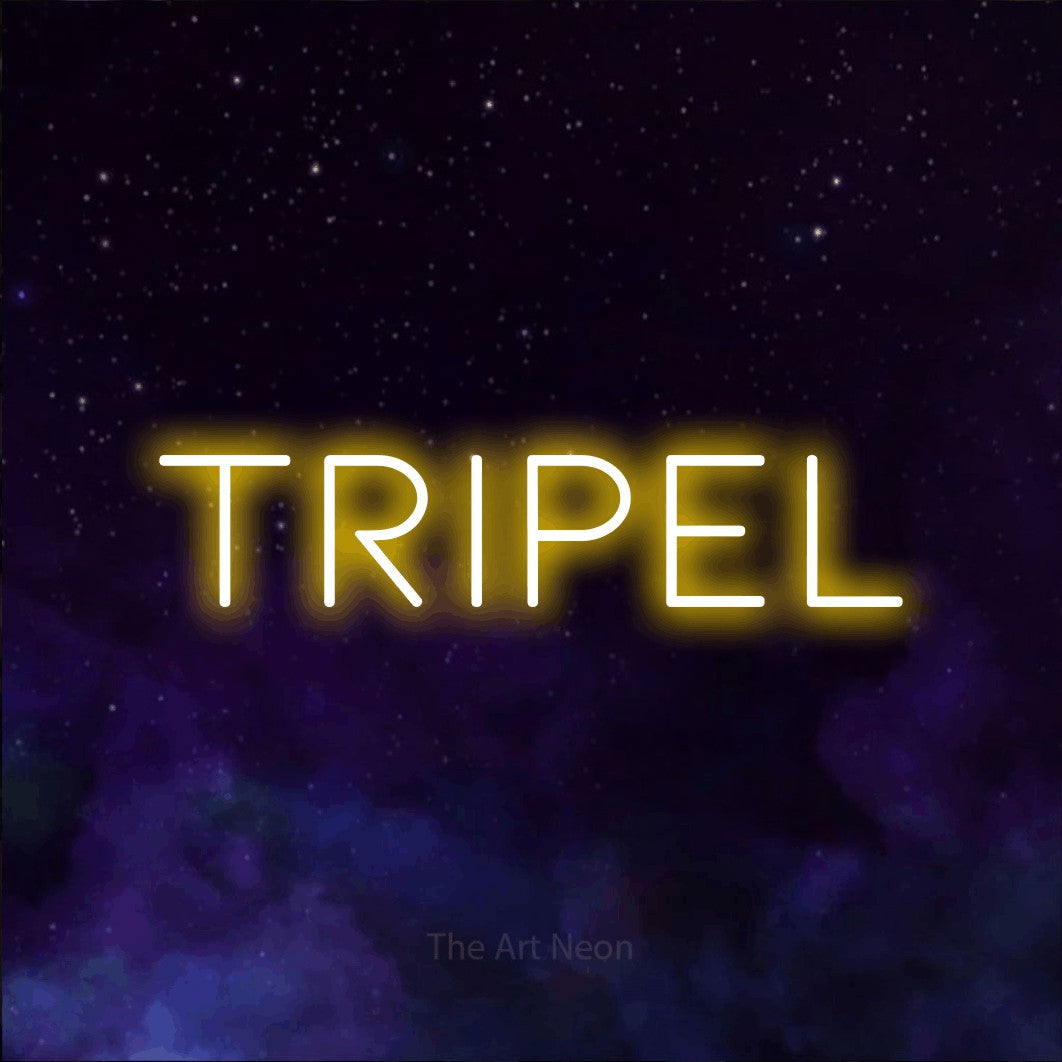 LED neon sign reading “Tripel”, arranged in a single line.