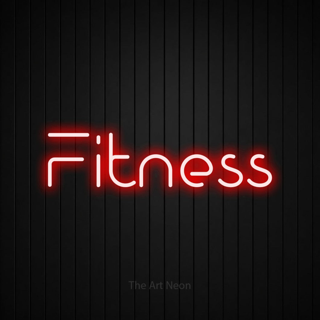LED neon sign reading “Fitness”, arranged in a single line.