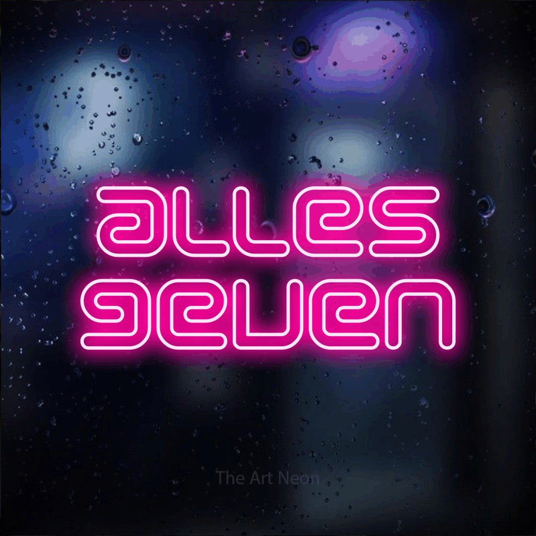 LED neon sign reading “alles geven”, arranged in 2 lines.