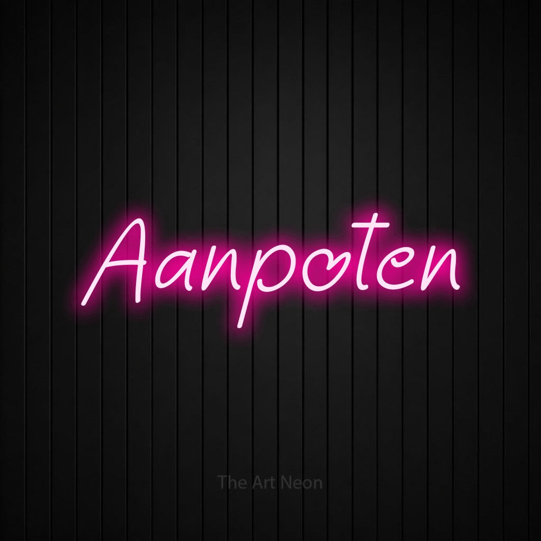 LED neon sign reading “Aanpoten”, arranged in a single line.