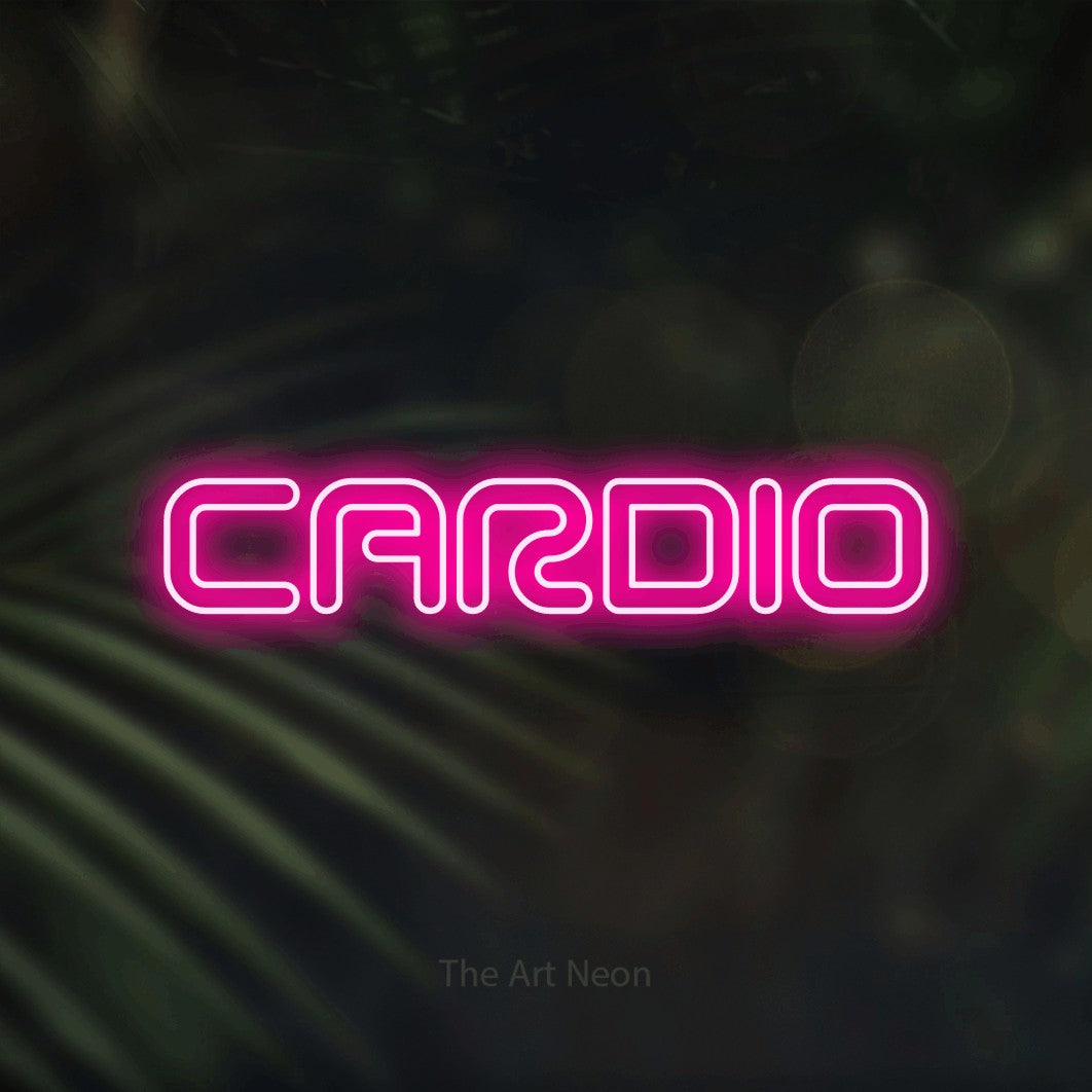 LED neon sign reading “CARDIO”, arranged in a single line.