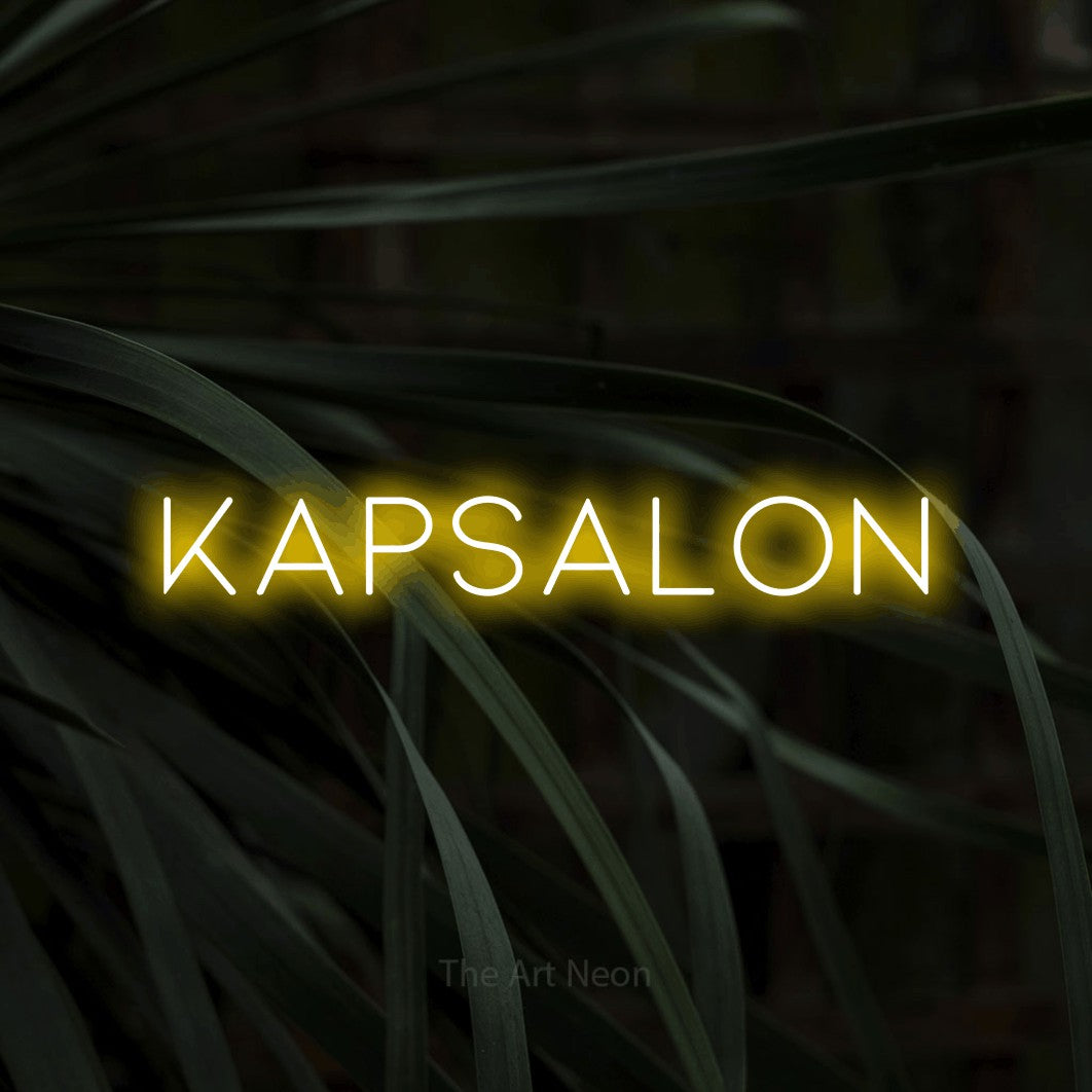 LED neon sign reading “kapsalon”, arranged in a single line.