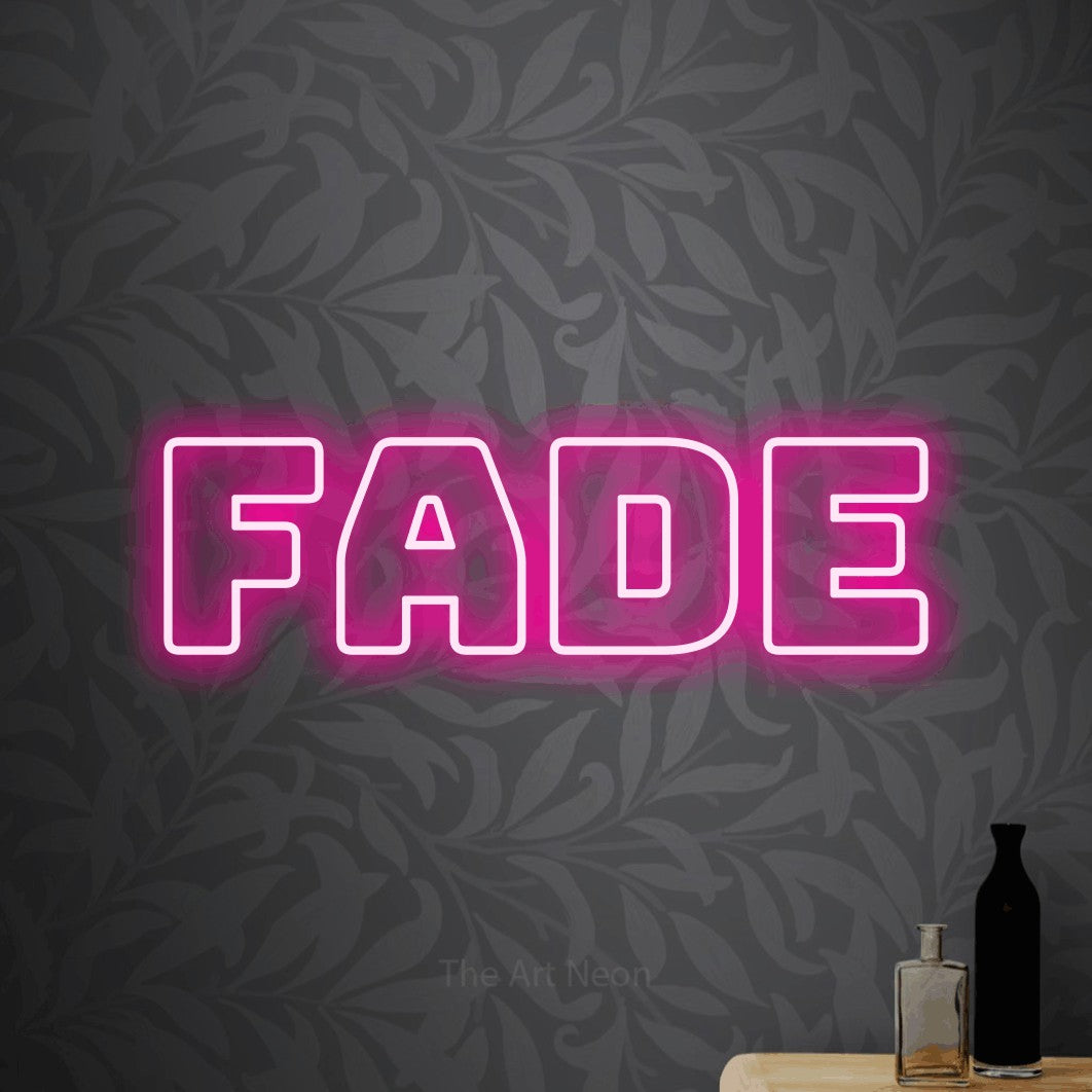 LED neon sign reading “FADE”, arranged in a single line.