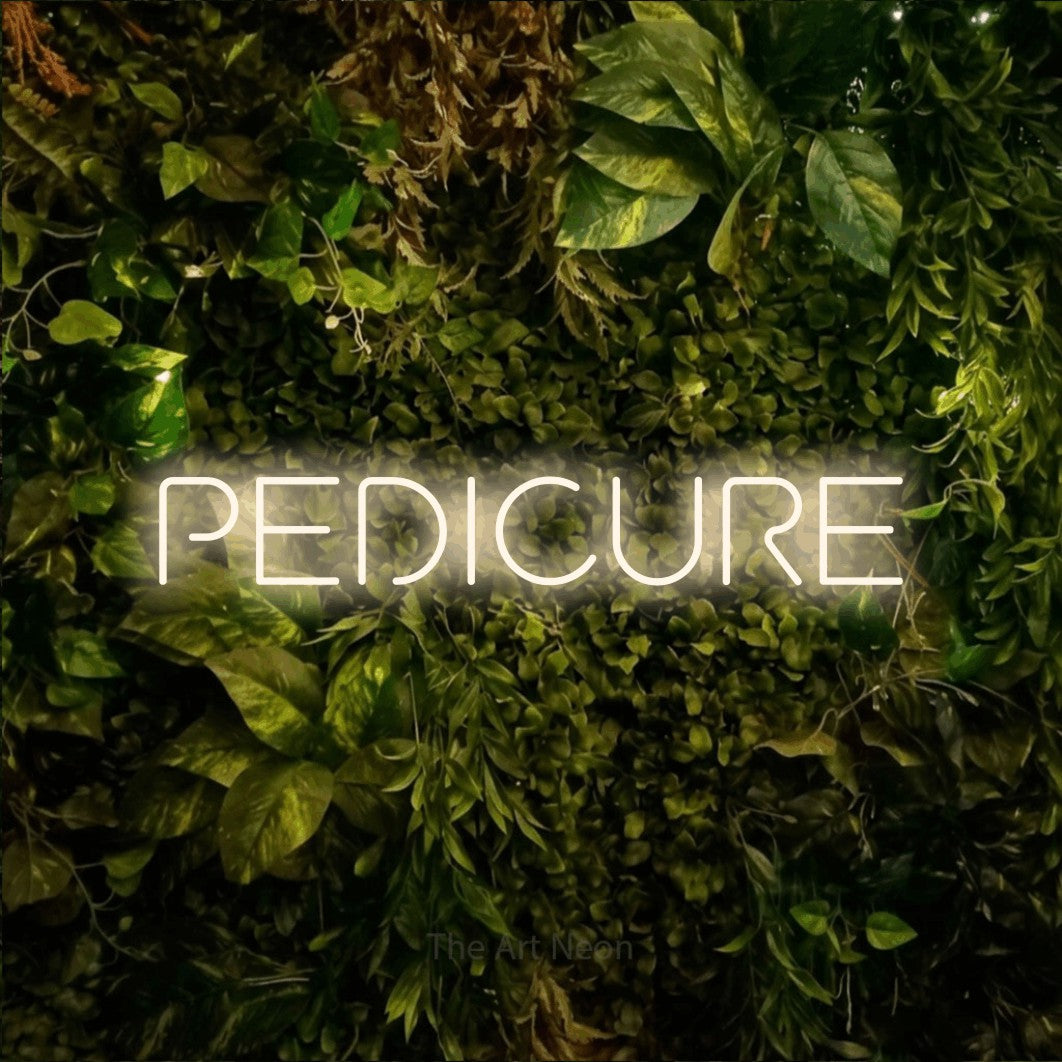 LED neon sign reading “PEDICURE”, arranged in a single line.