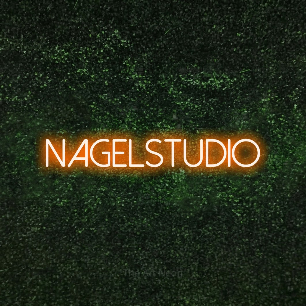 LED neon sign reading “Nagelstudio”, arranged in a single line.