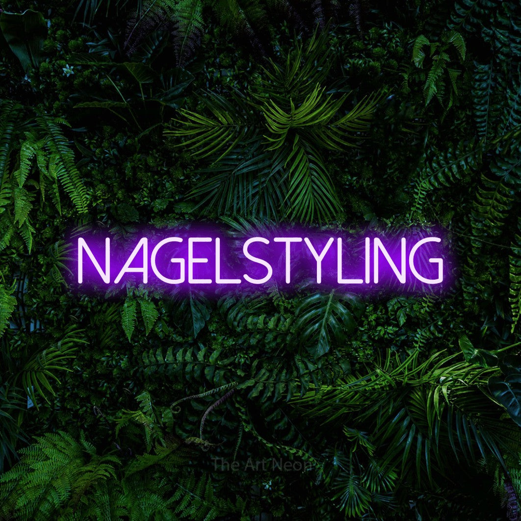 LED neon sign reading “NAGELSTYLING”, arranged in a single line.