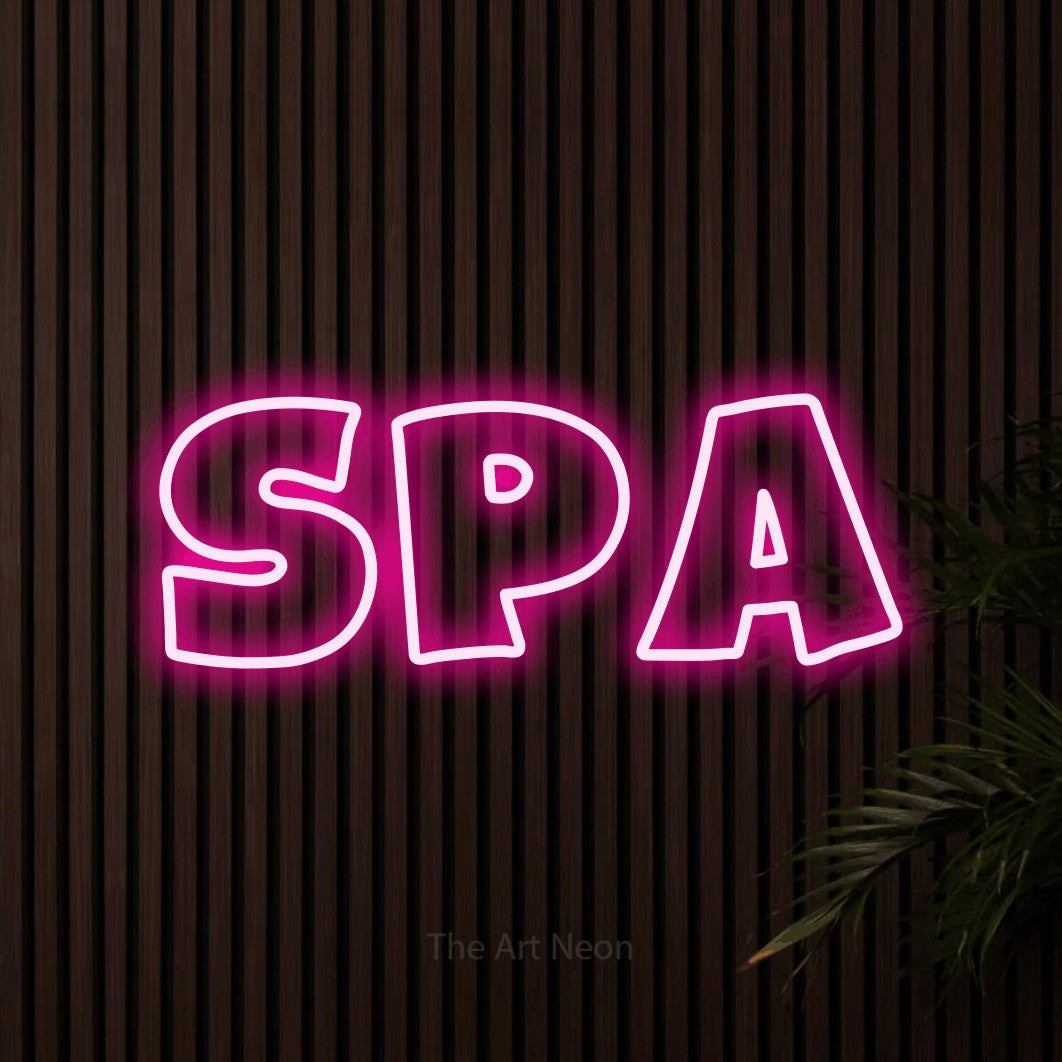LED neon sign reading “Spa”, arranged in a single line.