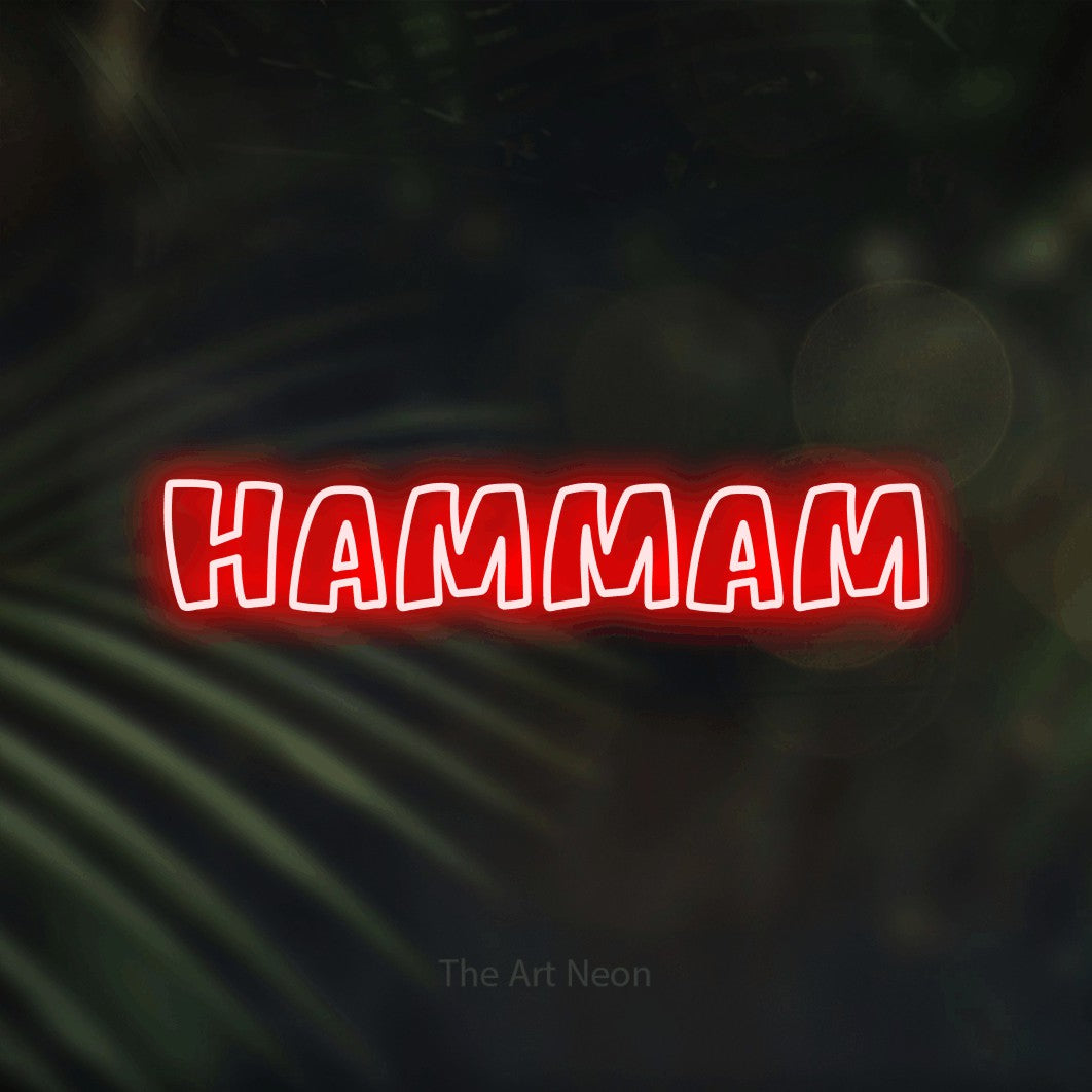 LED neon sign reading “Hammam”, arranged in a single line.
