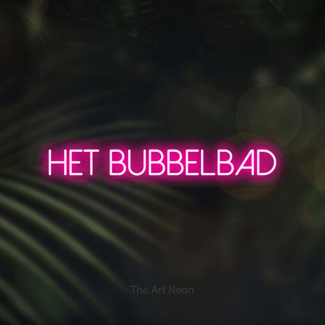 LED neon sign reading “HET BUBBELBAD”, arranged in a single line.