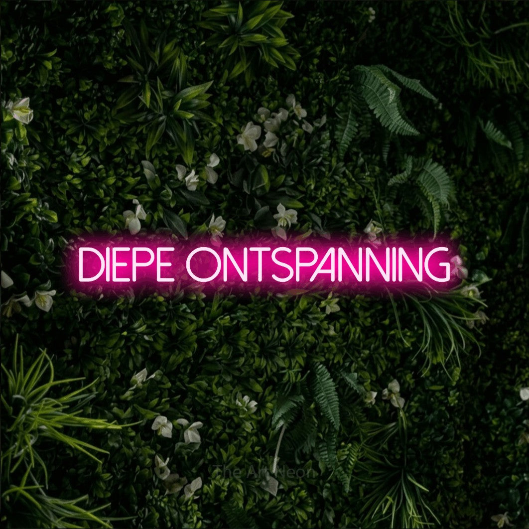 LED neon sign reading “DIEPE ONTSPANNING”, arranged in a single line.