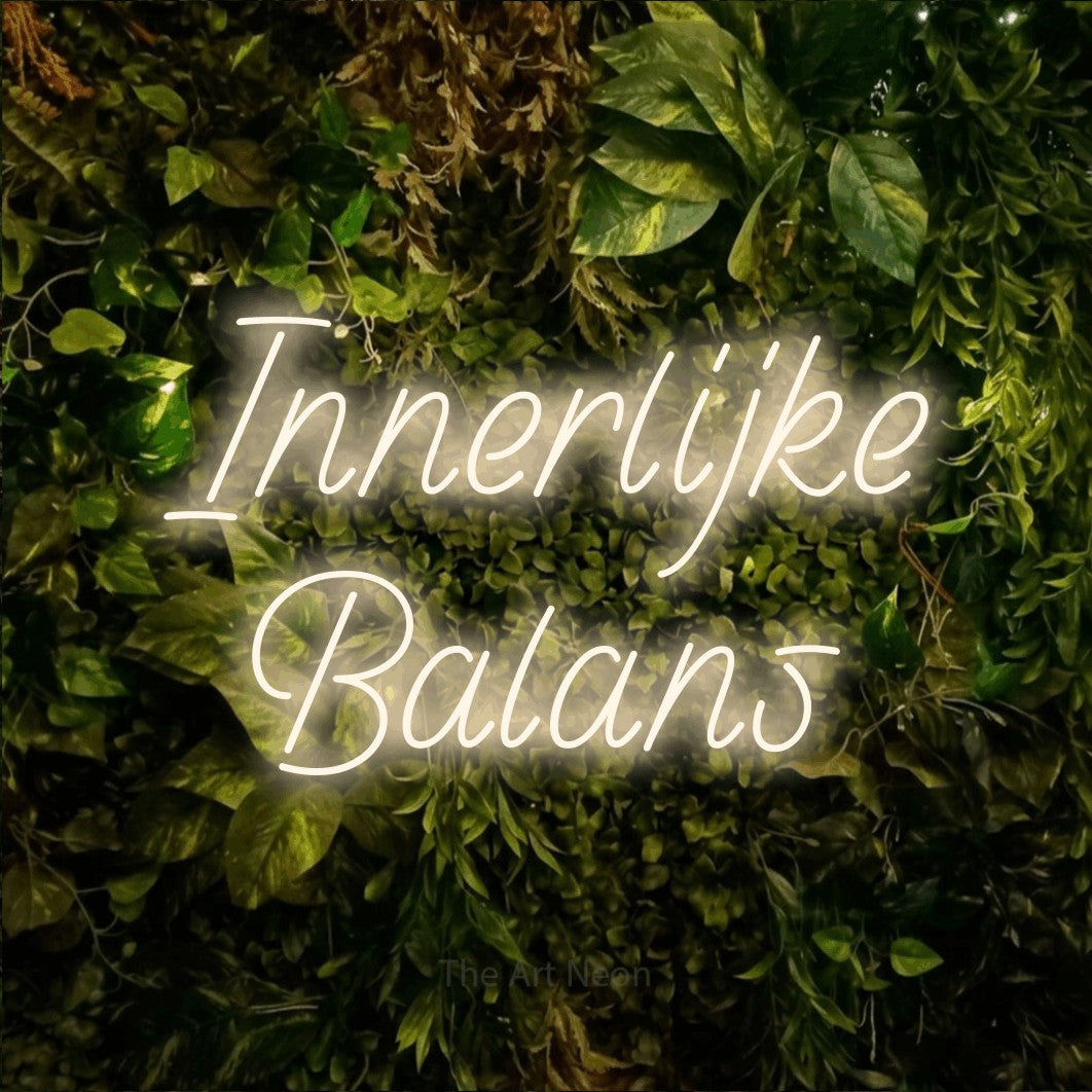 LED neon sign reading “Innerlijke Balans”, arranged in 2 lines.
