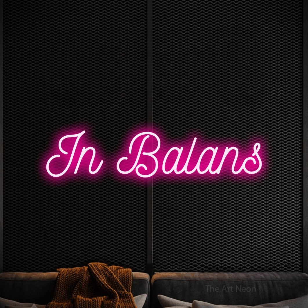 LED neon sign reading “In Balans”, arranged in a single line.