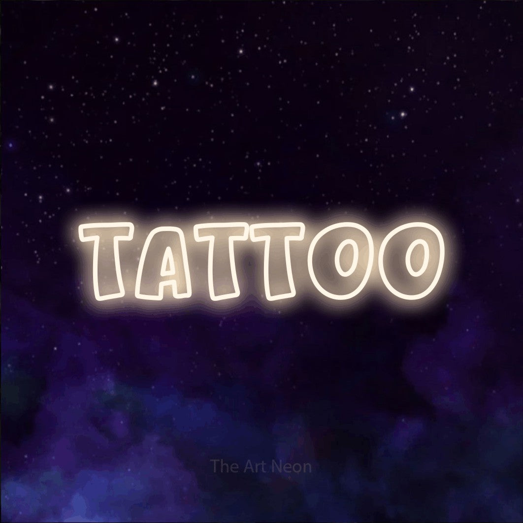 LED neon sign reading “Tattoo”, arranged in a single line.