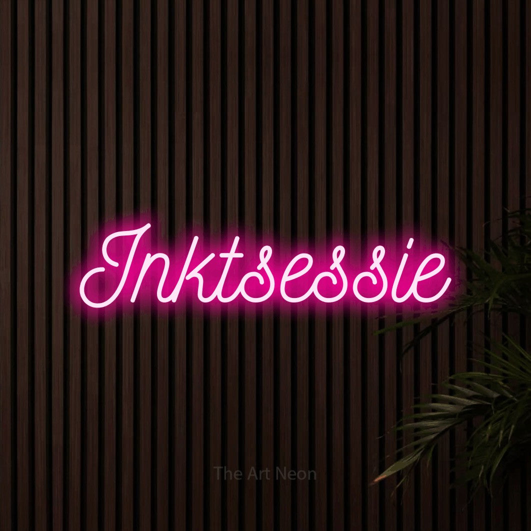 LED neon sign reading “Inktsessie”, arranged in a single line.