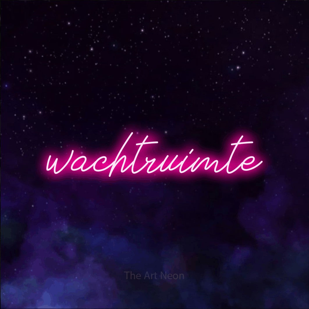 LED neon sign reading “wachtruimte”, arranged in a single line.