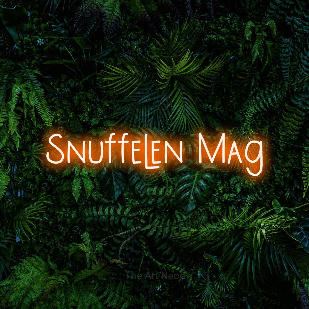 LED neon sign reading “Snuffelen Mag”, arranged in a single line.