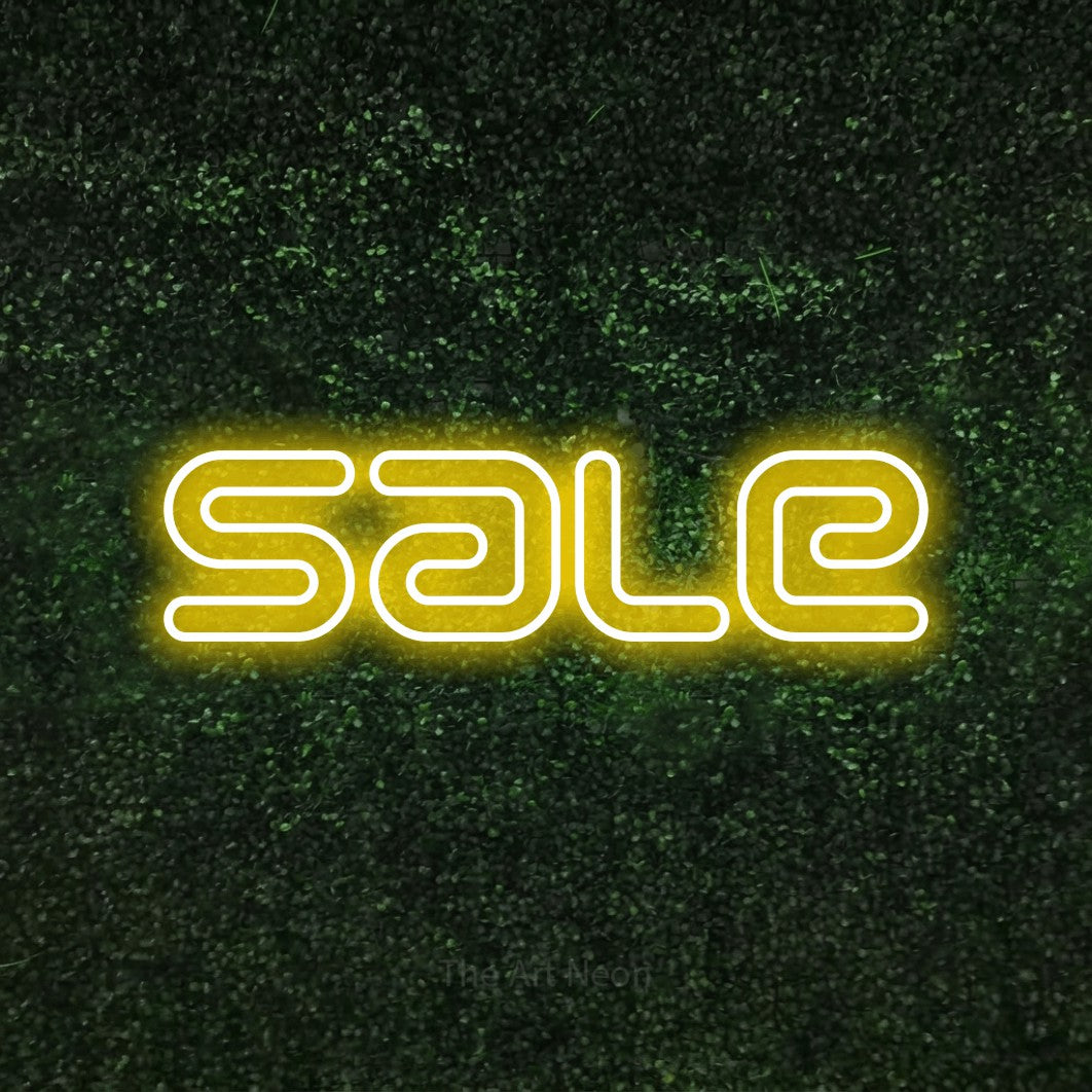 LED neon sign reading “Sale”, arranged in a single line.