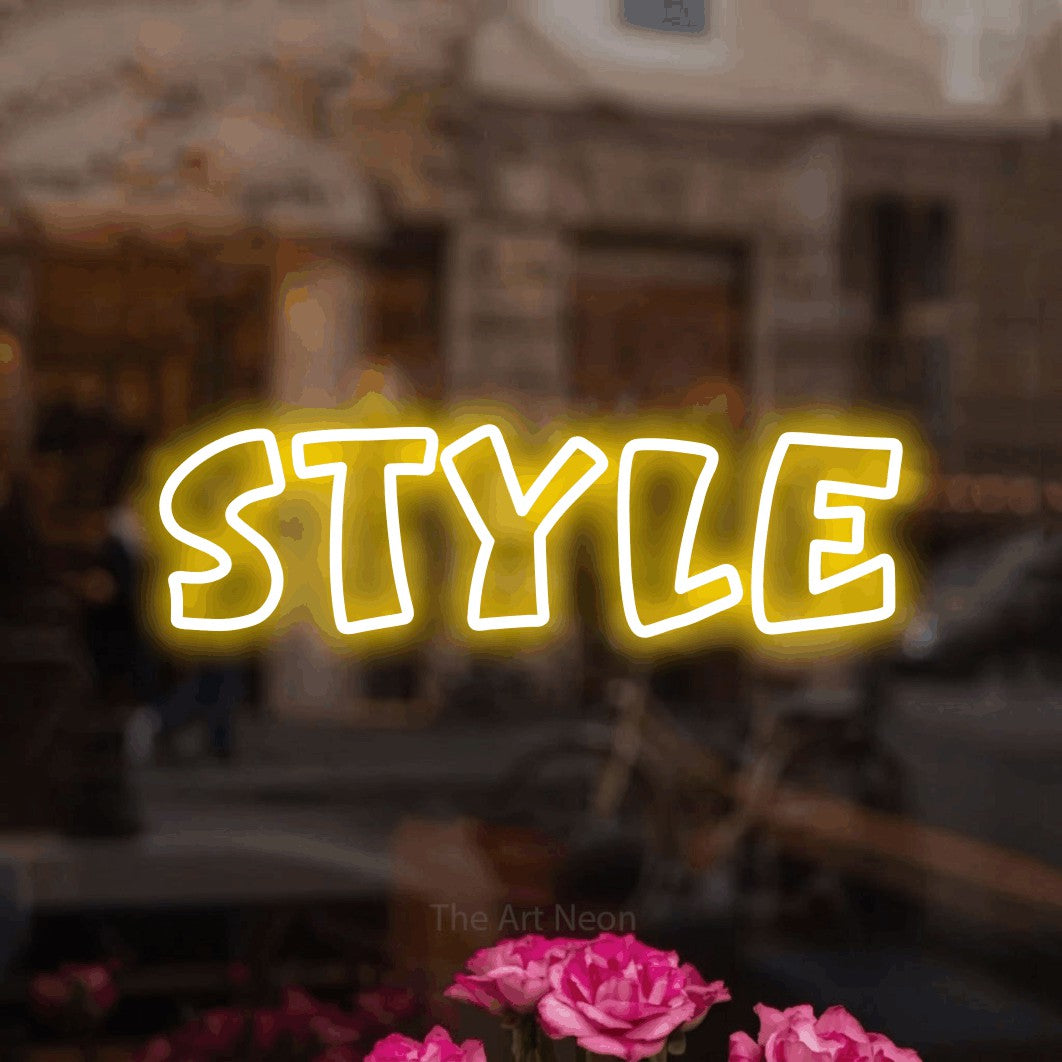 LED neon sign reading “Style”, arranged in a single line.