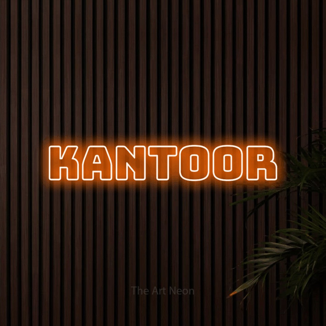 LED neon sign reading “KANTOOR”, arranged in a single line.