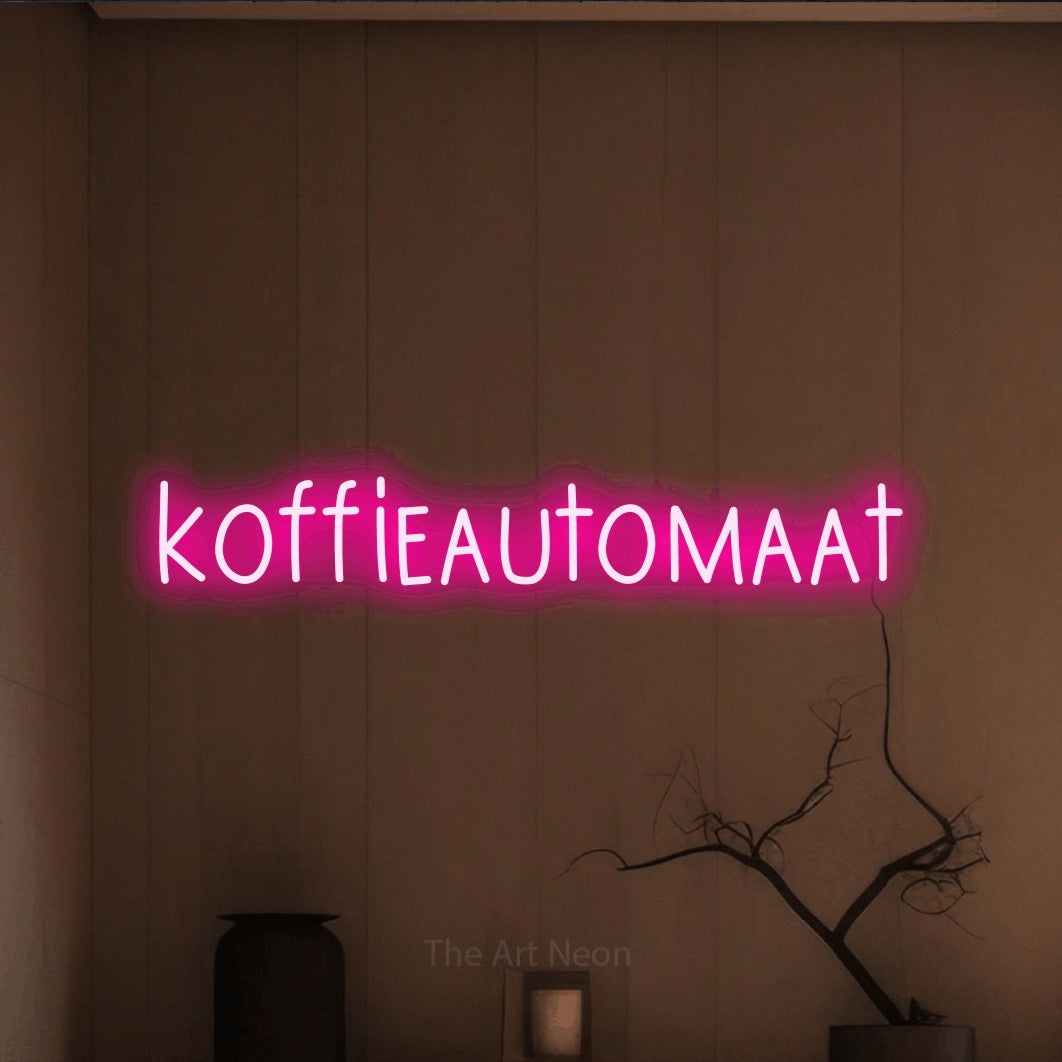 LED neon sign reading “koffieautomaat”, arranged in a single line.