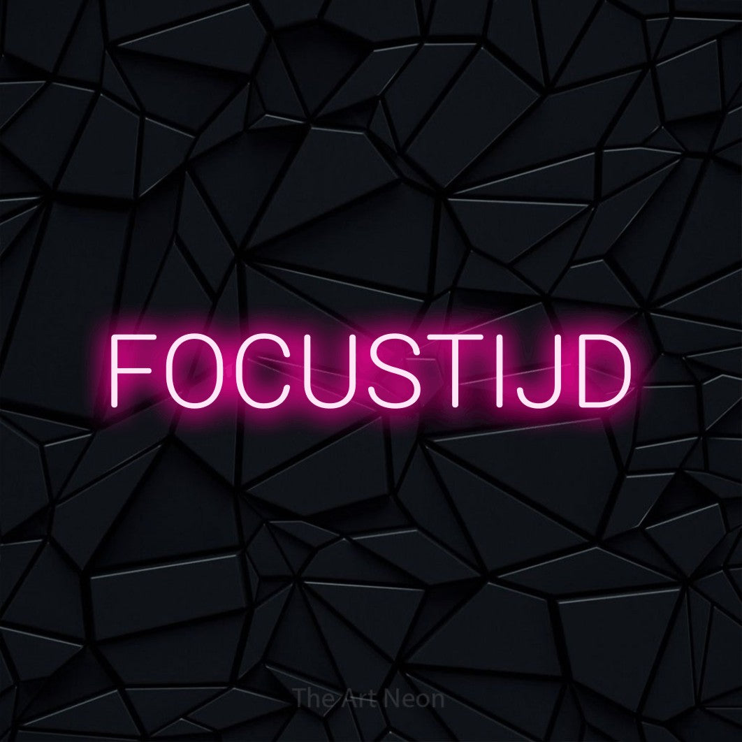 LED neon sign reading “FOCUSTIJD”, arranged in a single line.