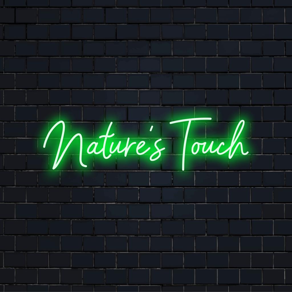 Op maat gemaakt LED-neonbord met een organisch geïnspireerd ontwerp, met de nadruk op het gloeiende natuurthema, perfect voor een unieke verlichtingsdecoratie.