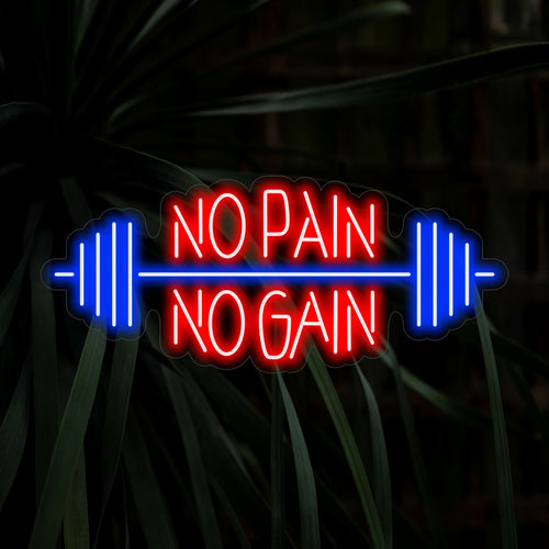 "No Pain No Gain Neon Sign" is een motiverende en energieke toevoeging, perfect voor fitnessruimtes en ruimtes die hard werken en doorzettingsvermogen aanmoedigen. Straal met vastberadenheid!